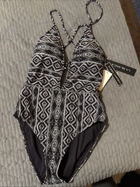 La Blanca Black and White Geometric One-Piece Swimsuit